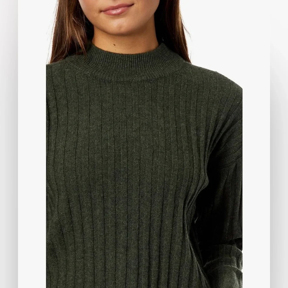 Madewell Mockneck Crop Sweater Green Heather Dark Forest Size XXS. - Picture 2 of 8